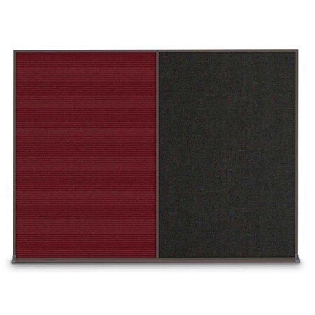 United Visual Products Double Door Radius Corkboard, 60"X36", B UV8004-BLACK-CORK